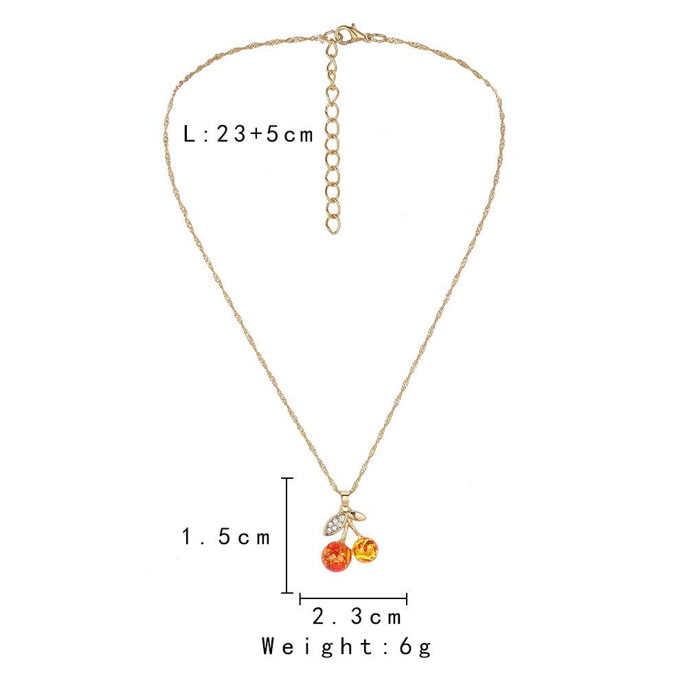 Sweet cool cherry pendant necklace women's trendy sweater chain niche design simple resin ball clavicle chain