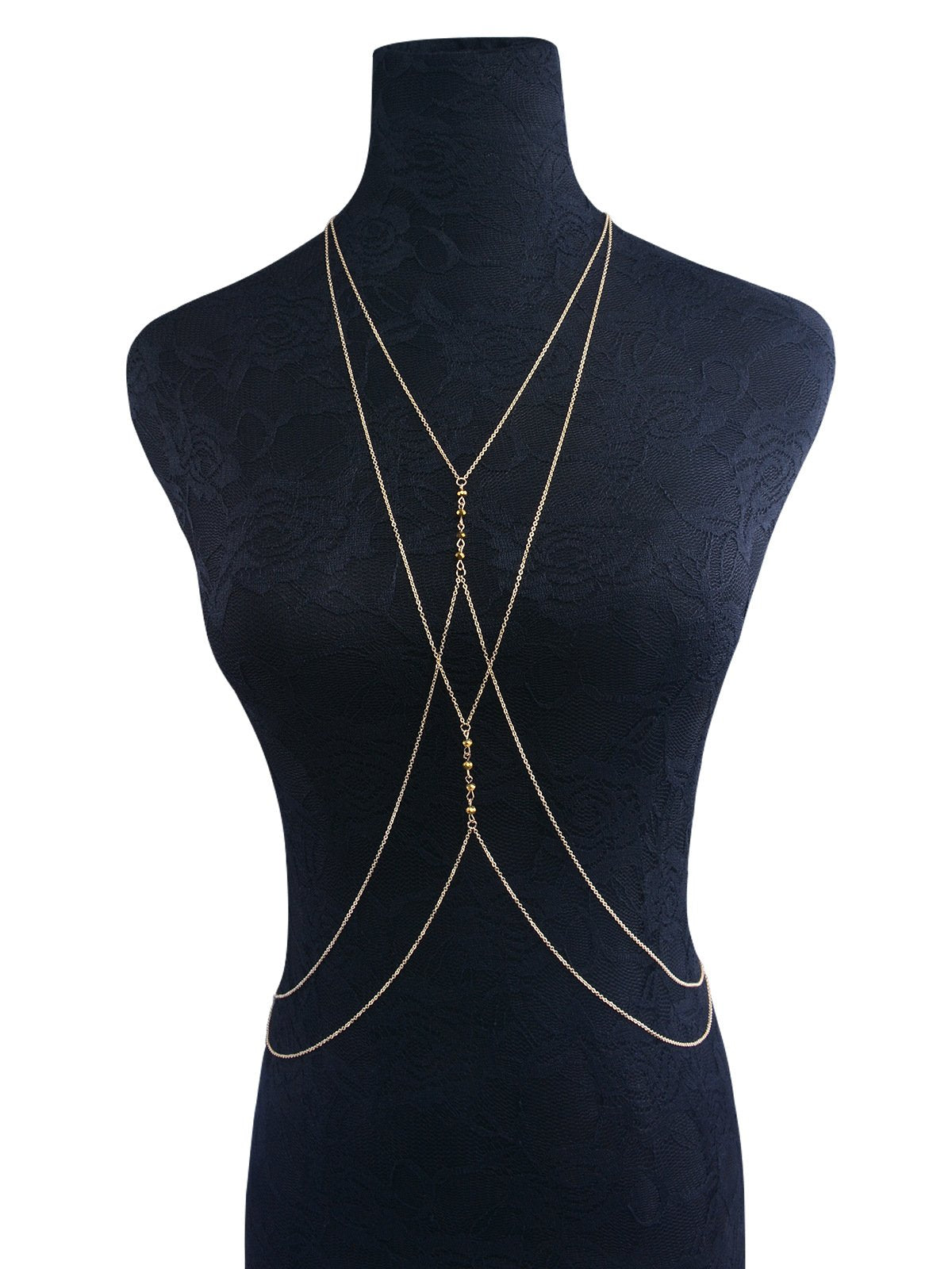 Jewelry Fashion Versatile Personality Body Clothing Chain Beaded Geometric Cross Necklace