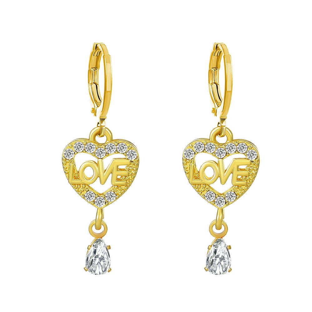 ins diamond tassel earring fashion temperament niche design metal geometric letter heart earring earrings