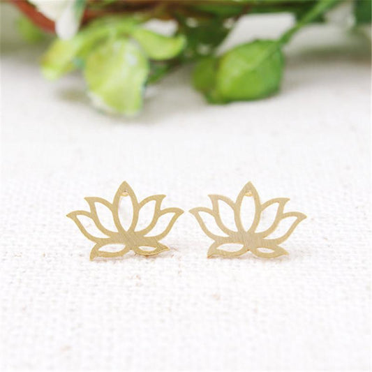 Jewelry Simple Fashion Hollow Lotus Flower Stud Earrings Ladies Cute Earrings