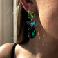 E9626 Diamond Earrings Temperament Ladies and Ladies Several Earrings Exaggerated Contrasting Color Multi-cut Earrings
