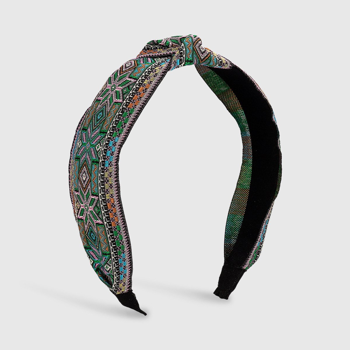 F443 Fashion Ethnic Embroidered Headband Retro Trendy Knotted Geometric Headband Exaggerated Colorful Hair Accessories