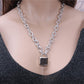 Punk Aluminum Chain Lock Pendant Necklace Rock Hip Hop Men and Women Gold and Silver Padlock Necklace Free Key Necklace