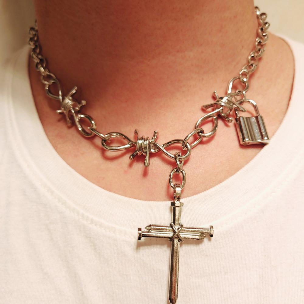Necklace Jewelry Thorn Steel Nail Pendant Necklace Punk Street Trendy Clavicle Chain Accessories