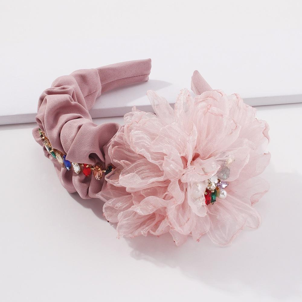 F3347 Popular court lady fabric headband imitation pearl flower ball exaggerated headband female