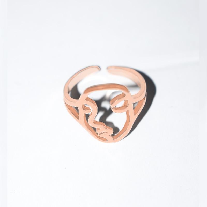 Abstract face outline ring fashion personality open ring ring