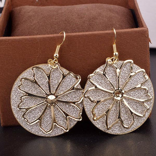 Multi-level Hollow Flower Frosted Earrings Ladies Vintage Earrings Floor Accessories