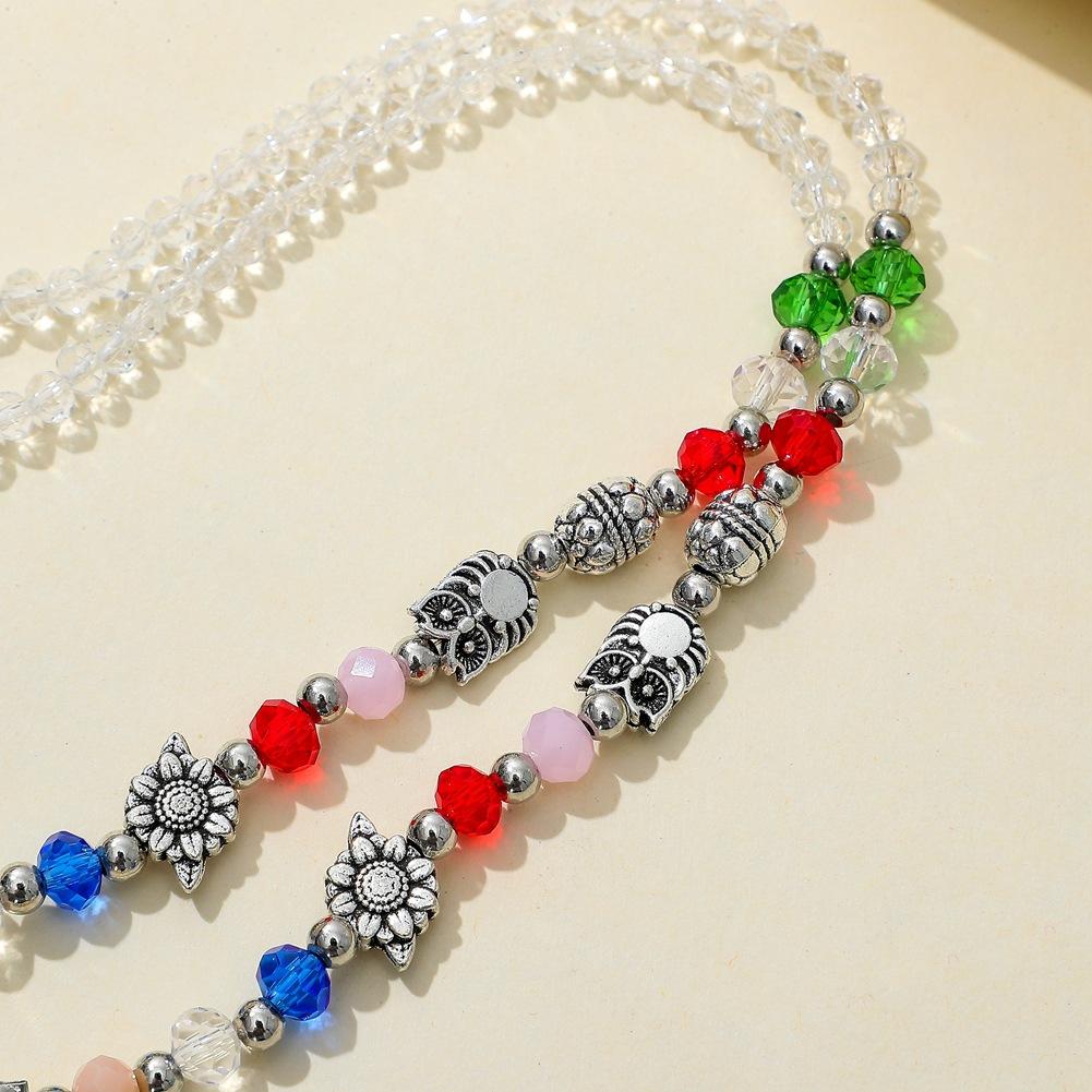 Mask Lanyard Necklace Fashion Transparent Faceted Beads Retro Mix and Match Color Beads Anti-lost Mask Chain
