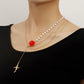 Jewelry Love Rose Cross Necklace Multilayer Sweater Chain Trendy Cool Ins Versatile Necklace