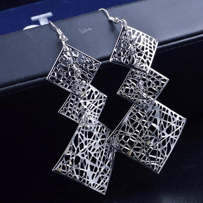 Multi-level rhombus personality hollow earrings retro earrings direct supply earrings