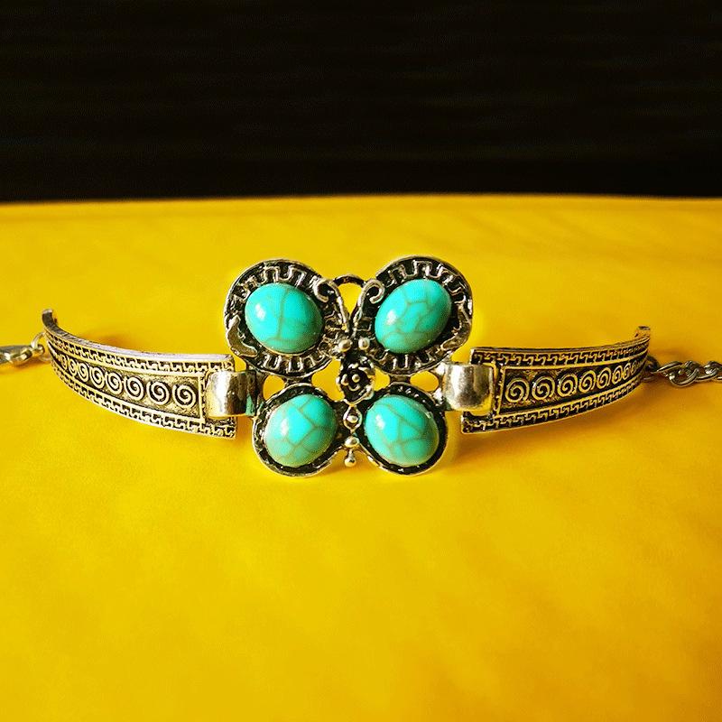 Fashion Ladies Boho Ethnic Bracelet Vintage Turquoise Butterfly Bracelet Bracelet