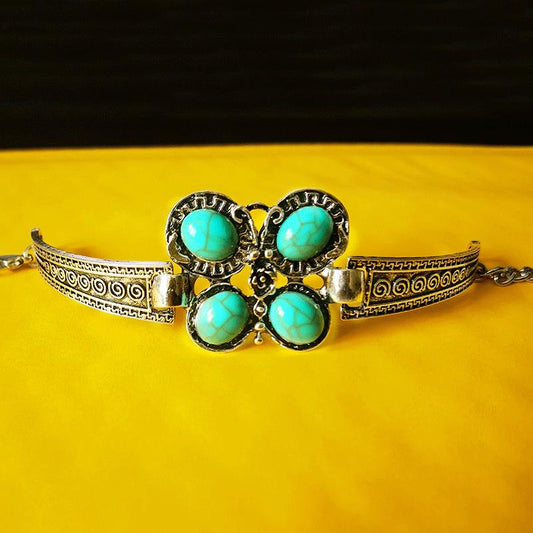 Fashion Ladies Boho Ethnic Bracelet Vintage Turquoise Butterfly Bracelet Bracelet