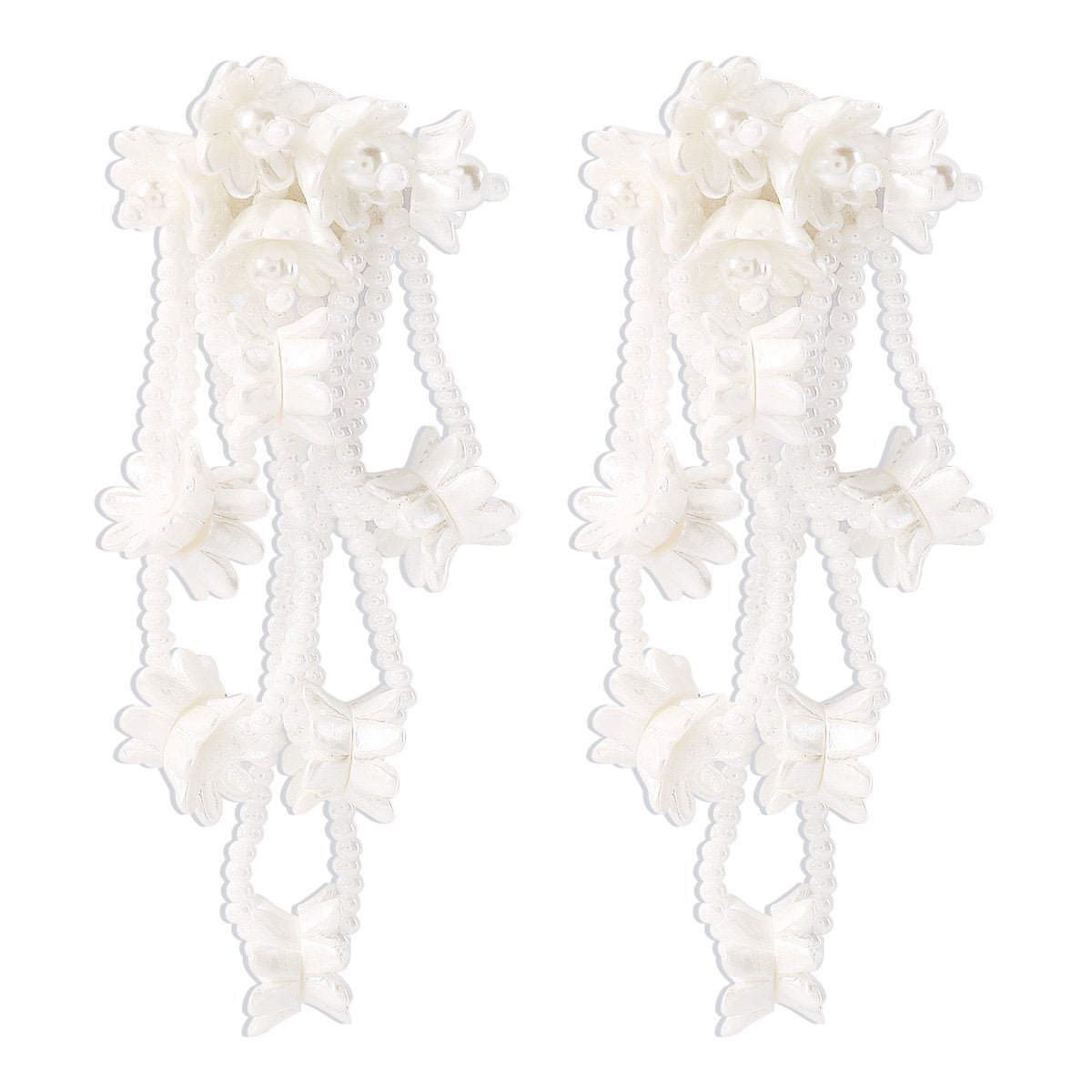 E1994 Creative hand-woven rice bead resin earrings niche design cold flower earrings