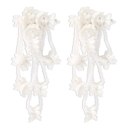 E1994 Creative hand-woven rice bead resin earrings niche design cold flower earrings