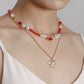 Jewelry Retro Metal Three-dimensional Butterfly Beads Necklace Women's Versatile Beaded Woven Pearl Necklace