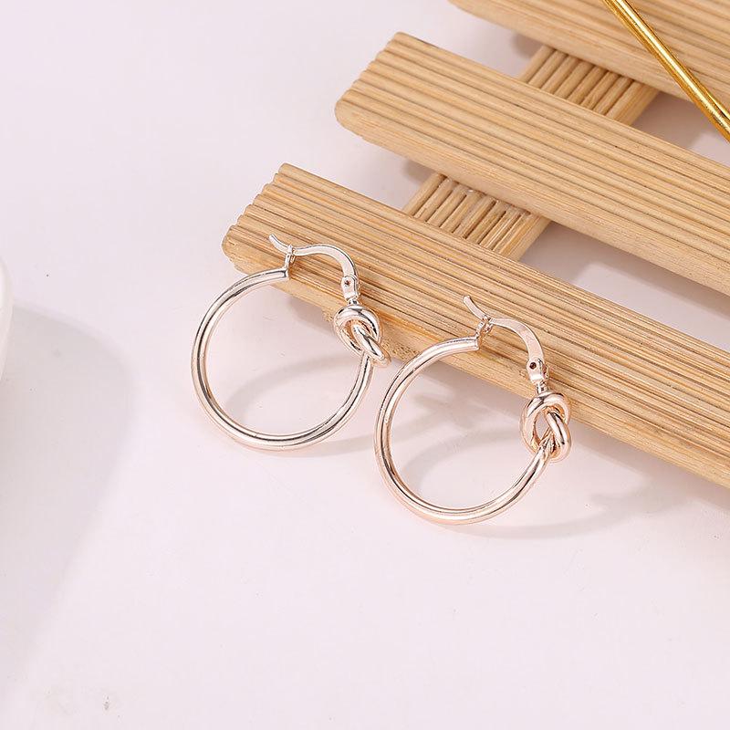 All-match simple and sweet personality knotted earrings ins temperament simple hoop earrings female accessories