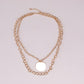 Jewelry Exaggerated Elegant Peach Heart Necklace Popular Disc Multi-layer Separable Necklace Set Chain
