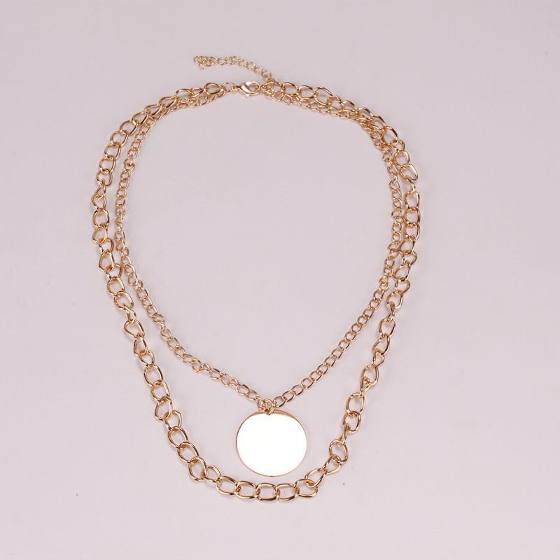 Jewelry Exaggerated Elegant Peach Heart Necklace Popular Disc Multi-layer Separable Necklace Set Chain