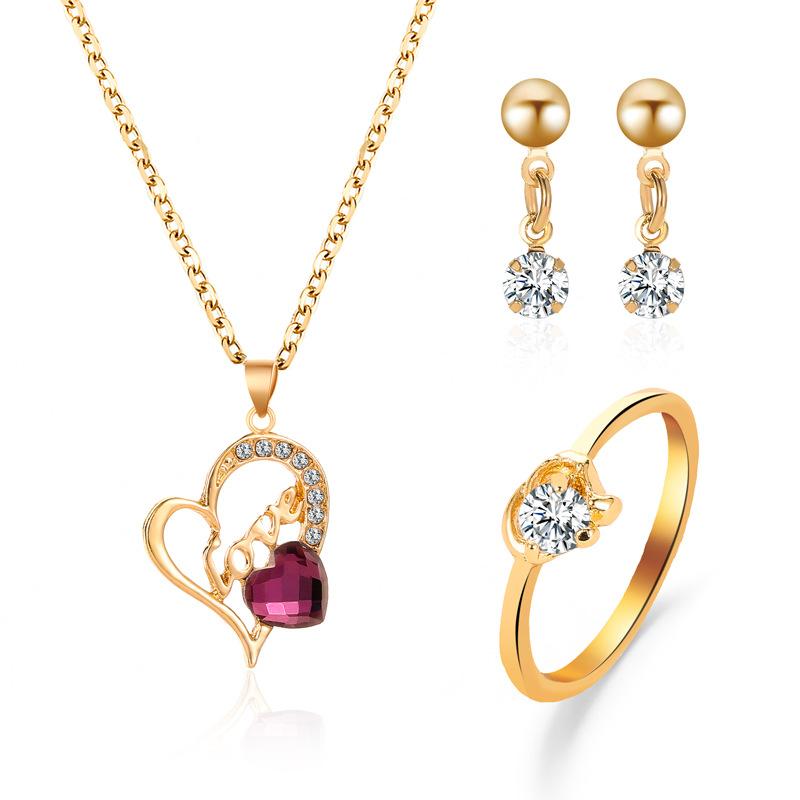 Set of decorations trend jewelry love love necklace earrings ring fashion three-piece set