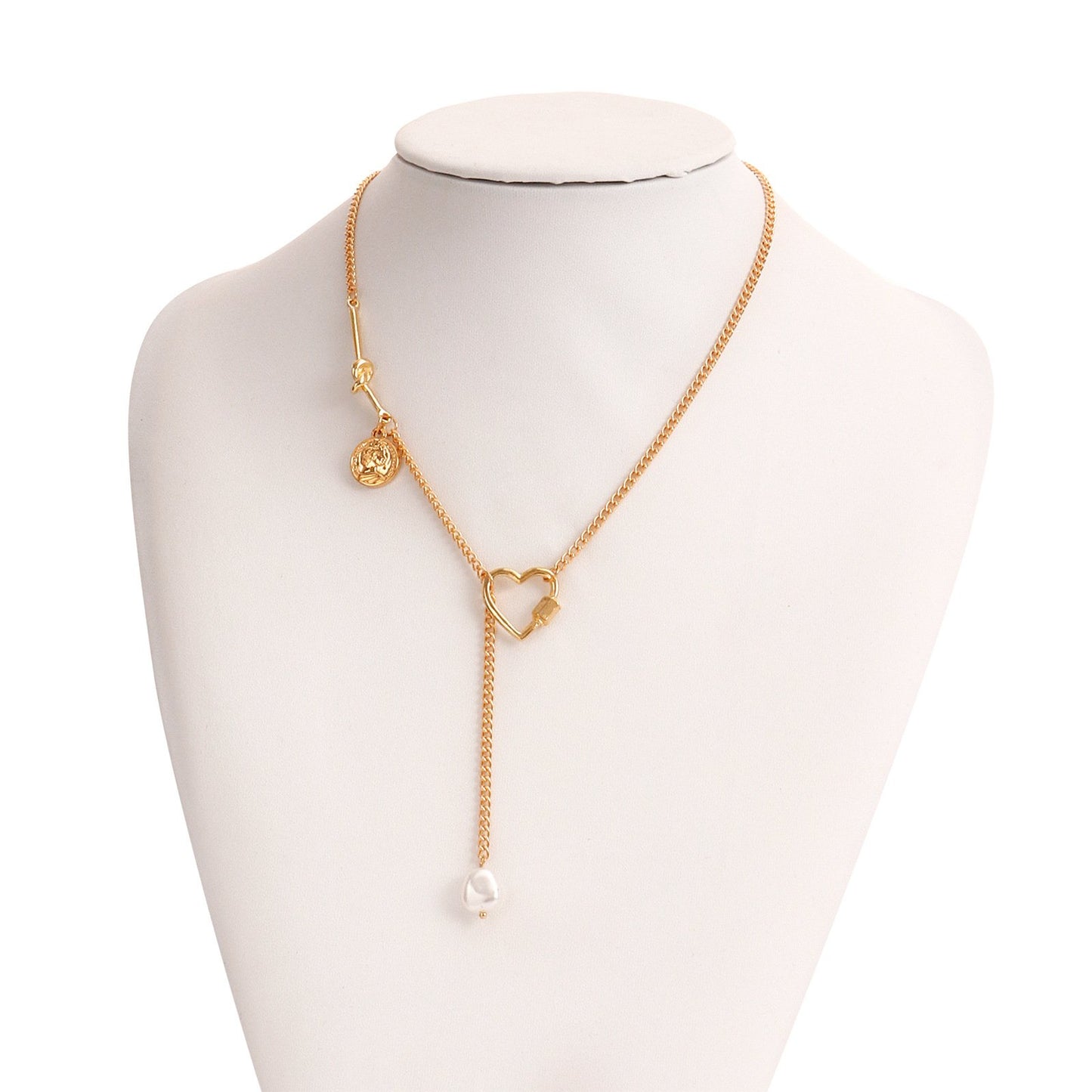 Explosive simple long tassel hollow love pendant necklace female ins niche design sense light luxury
