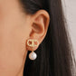 Retro temperament pearl earrings female ins fashion simple metal geometric earrings net red earrings trend