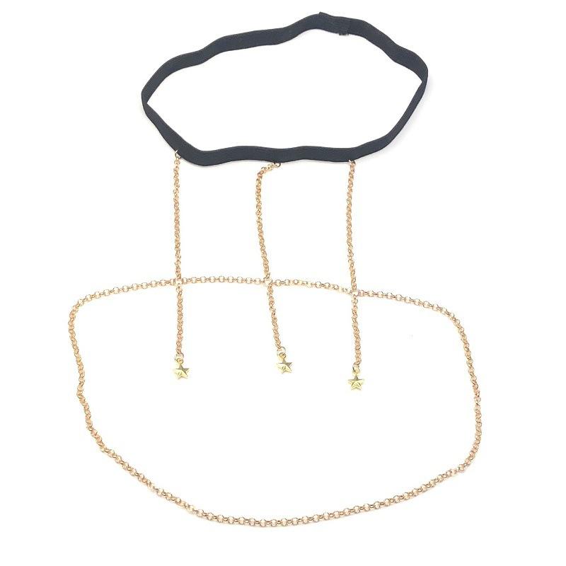 Fashion sexy five-pointed star leg chain elastic bandage thigh chain female trend metal chain body chain
