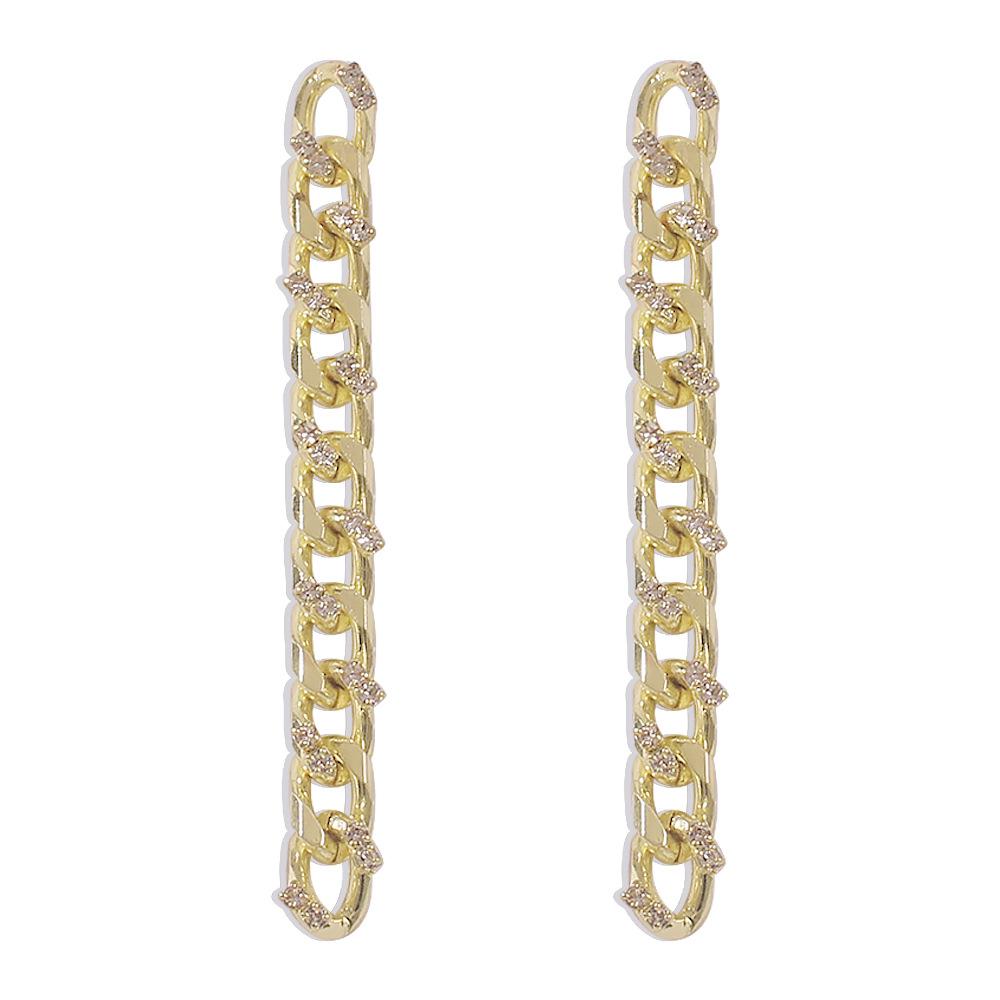 E8677 Temperament Long Earrings Metal Chain Diamond Earrings Personality Hip Hop Cold Fashion Earrings
