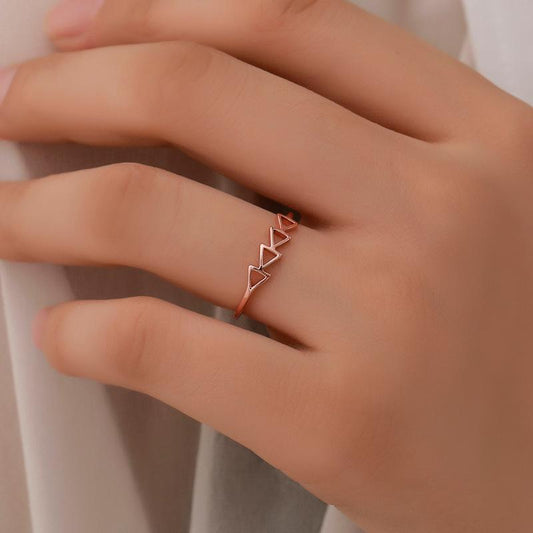 Ring Simple Four Triangle Ring Female Fashion Geometric Hollow Ladies Open Single Ring