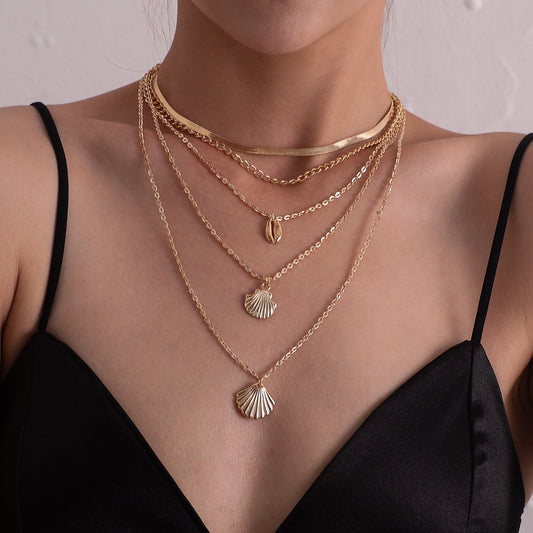 Jewelry Irregular Size Scallop Shell Snake Bone Chain Necklace Female Fashion Personality Trend Necklace