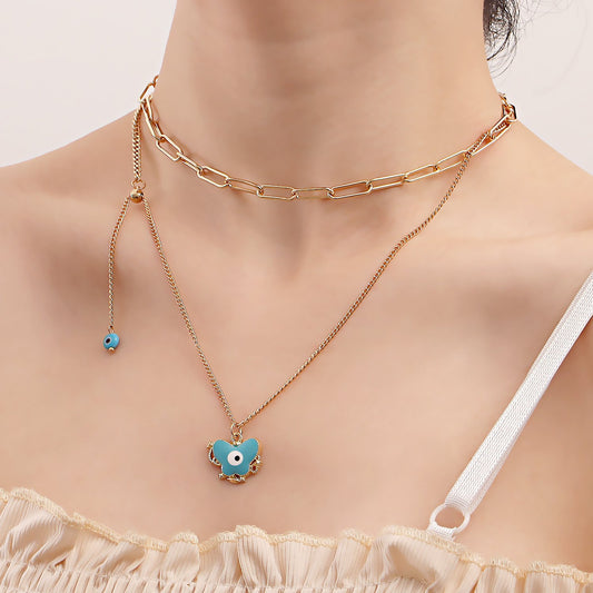 Jewelry Creative Eyes Niche Chain Design Metal Necklace Versatile Butterfly Pendant Necklace