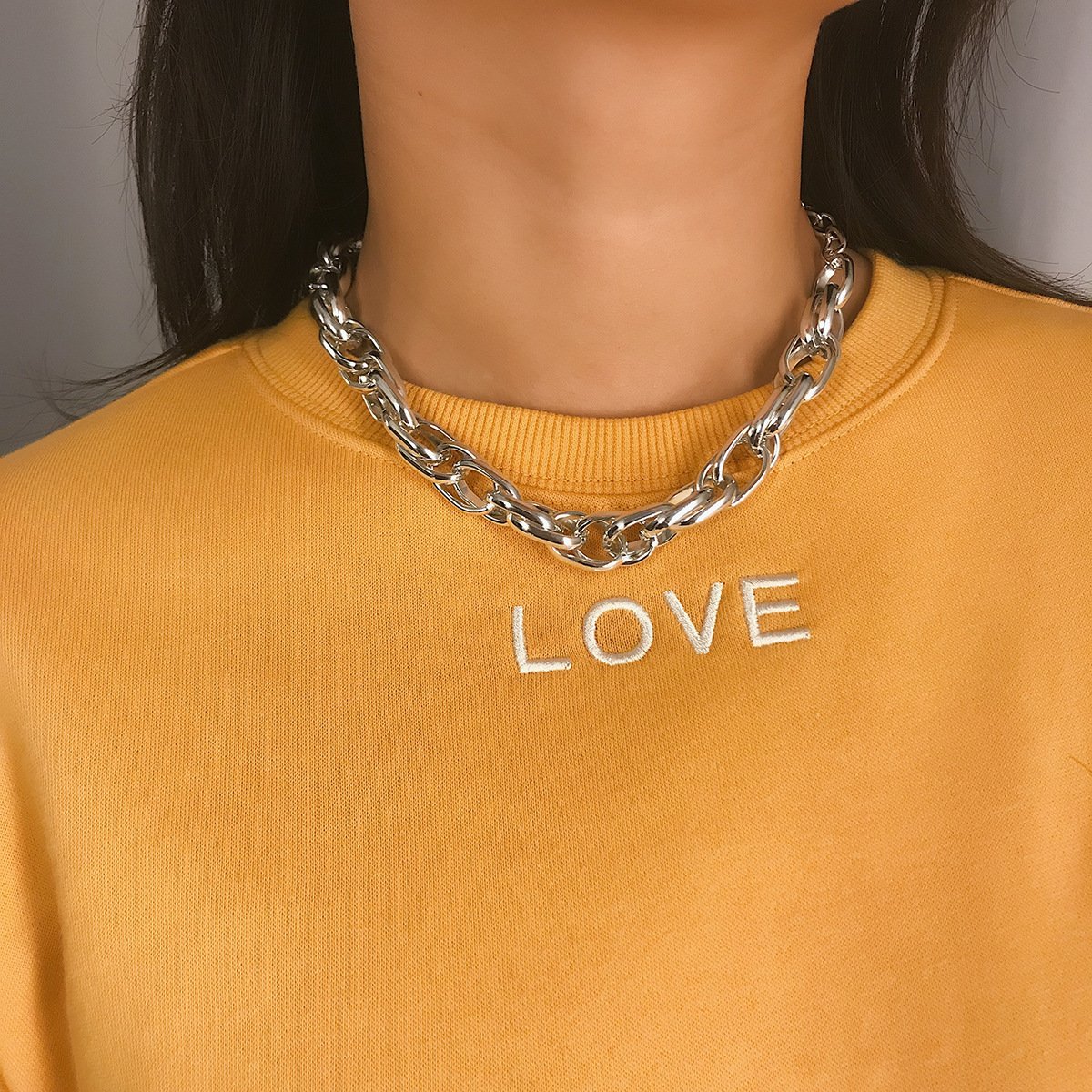 Jewelry personality hip-hop punk thick chain multi-ring trend necklace creative twist chain necklace female