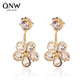 Ins cold five-petal flower back hanging earrings sweet crystal flower earrings net red earrings