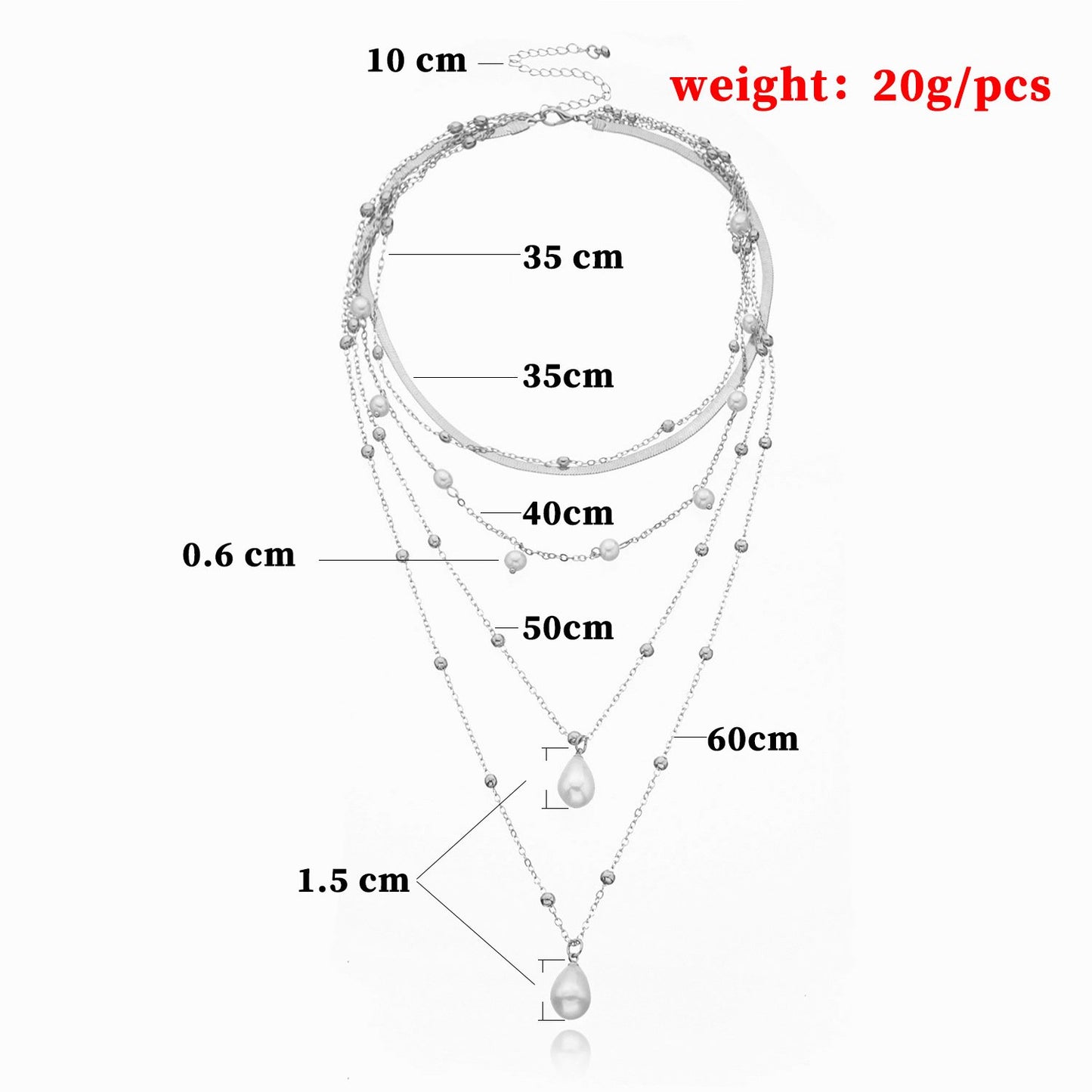 Jewelry Pearl Pendant Multilayer Bead Necklace Women's Fashion Retro Handmade Simple Necklace