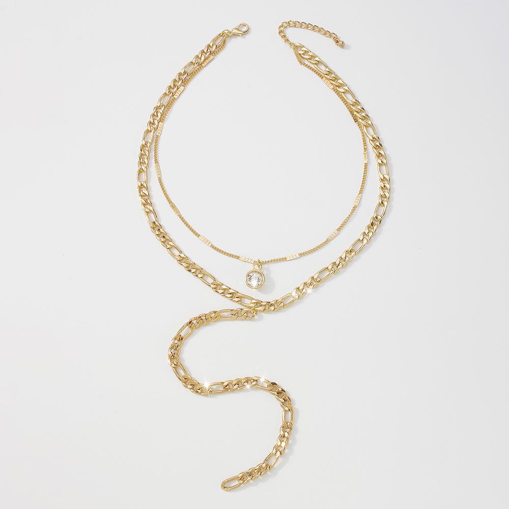 N9722 Jewelry Simple Double-layer Stacked Chain Necklace Exaggerated Y-shaped Creative Clavicle Necklace Female