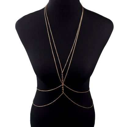 Summer Style Sexy Fashion Simple Double Layer Crossover Women's Body Chain Necklace