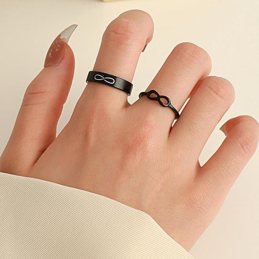 ins simple 8-character ring set fashion personality geometric opening adjustable ring lucky couple ring