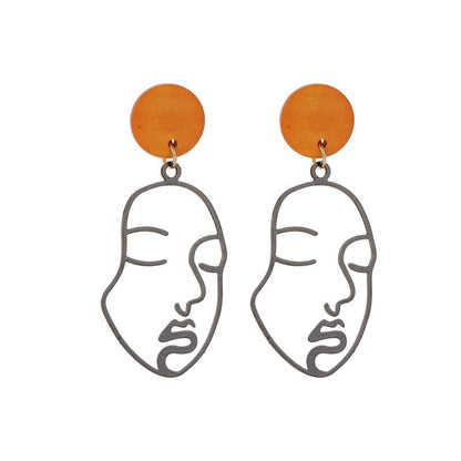 Ins net red funny abstract face earrings creative niche design double-sided earrings female