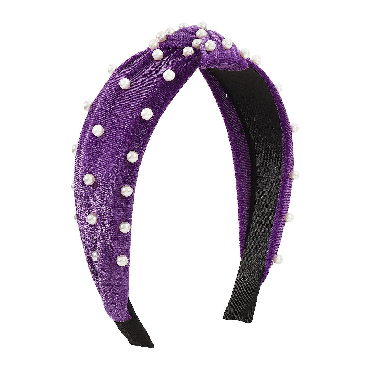 F4797 autumn and winter hair accessories flannelette imitation pearl knotted geometric headband wide-brimmed knotted simple headband