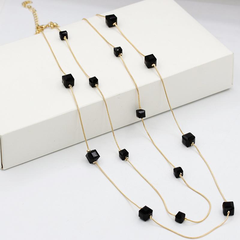 Versatile Crystal Long Necklace Fashion Sweater Chain Trend Jewelry