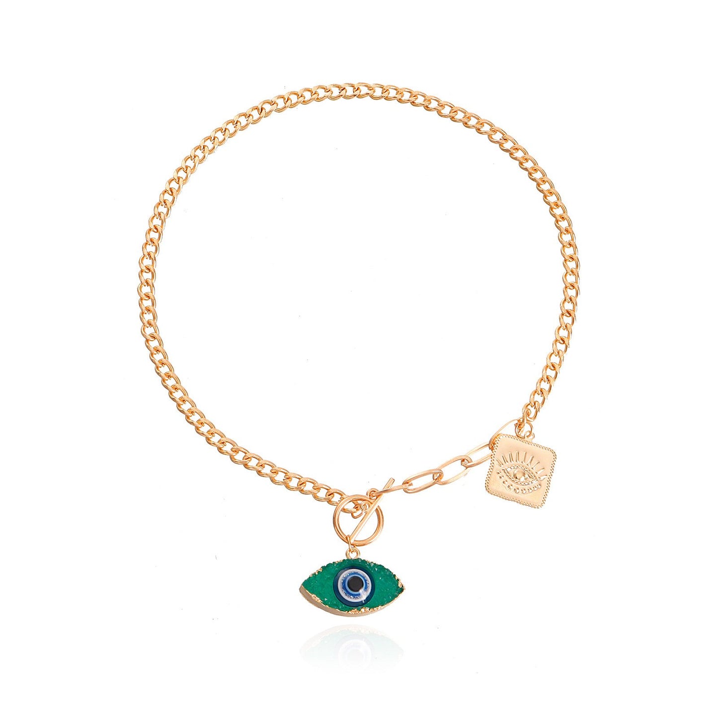 Explosive style fashion creative niche necklace OT buckle devil's eye hip-hop collarbone chain choker necklace female