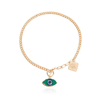 Explosive style fashion creative niche necklace OT buckle devil's eye hip-hop collarbone chain choker necklace female