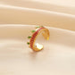 Fashion cute personality simple fashion stainless steel opening drop oil color leaf ring titanium steel ring