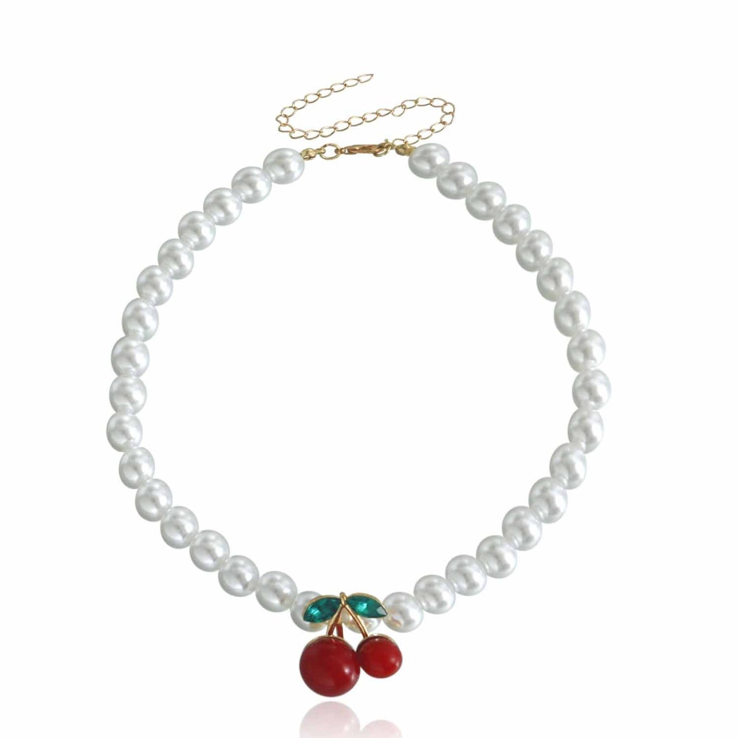 Jewelry y2k acrylic big pearl exaggerated red cherry necklace female niche design choker