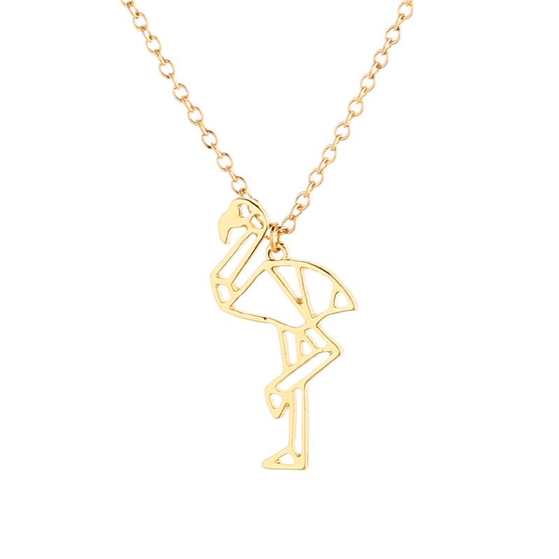 Hollow Flamingo Pendant Necklace Female Personality Animal Red Crowned Crane Clavicle Chain Jewelry