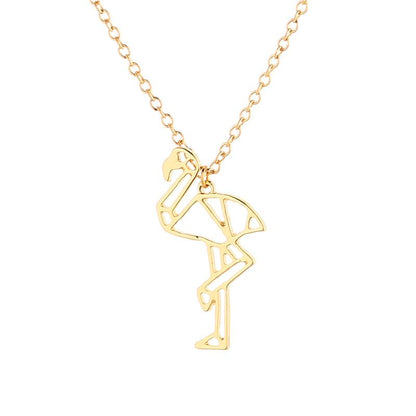 Hollow Flamingo Pendant Necklace Female Personality Animal Red Crowned Crane Clavicle Chain Jewelry