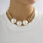 Jewelry Trend Geometric Thick Chain Hip-Hop Necklace Niche Personality Imitation Pearl Rhinestone Clavicle Chain
