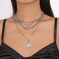 N1421 Jewelry Retro Exaggerated Multi-Layered Wearing Necklace LOVE Disc OT Buckle Chain Necklace