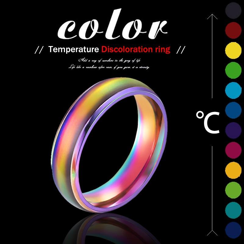 Explosive Style Temperature Sensitive Color Changing Stainless Steel Ring Couple Ring Jewelry Love Fashion Jewelry