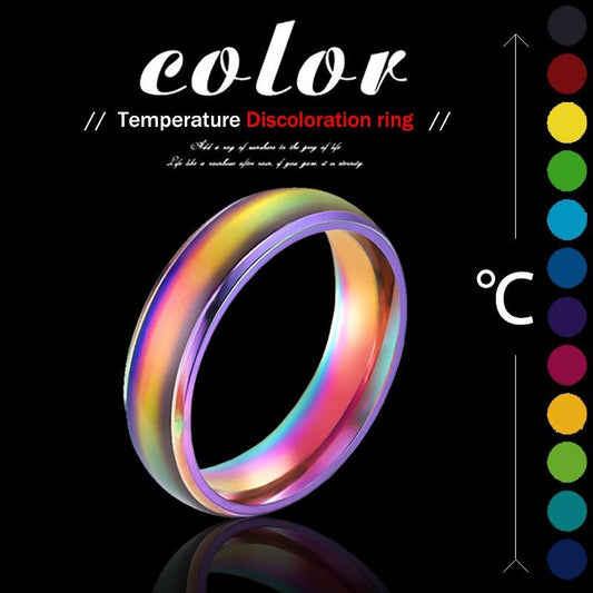 Explosive Style Temperature Sensitive Color Changing Stainless Steel Ring Couple Ring Jewelry Love Fashion Jewelry