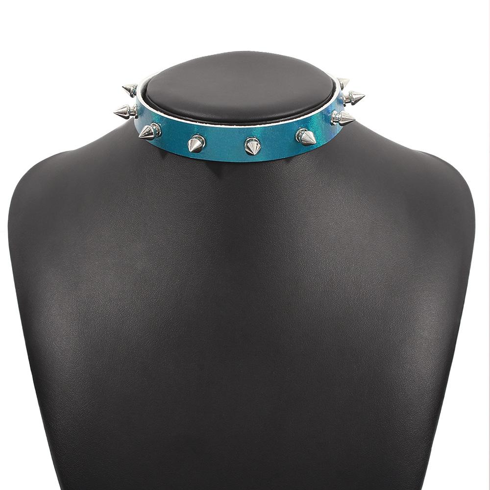 N9697 Jewelry Personality Exaggerated Rivet Leather Necklace Punk Harajuku Collar Necklace